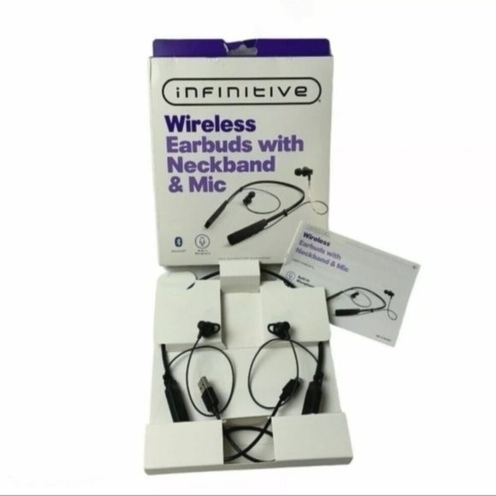 New Infinitive wireless earbuds w/ neckband and mic Bluetooth headphones